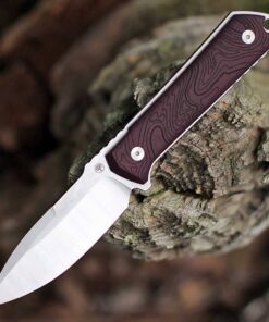 Boker Germany Kiboku - 2.95" RWL-34 Two-Tone Drop Point Plain Blade, Red Richlite Topo Handle - 120575