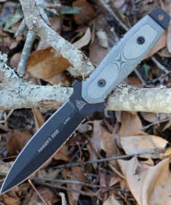TOPS Ranger's Edge - 5.50" 1095 High Carbon Steel Black Traction Coated Double-Edge Dagger Blade, Black Linen Micarta Handle, Kydex Sheath - RE3010