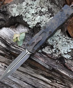 Microtech Dirac Signature Series - 2.92" Böhler M390MK Bronzed Apocalyptic Plain Blade, Badlands Hex Camo Aluminum Handle - 225-13APBNHXCS