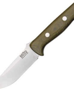 Bark River 111MGC Bravo I, 4.25" A-2 Blade, Green Canvas Micarta Handle, Leather Sheath
