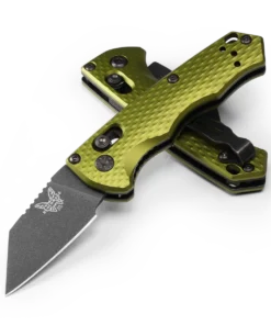 Benchmade Partial Immunity Auto - 1.95" CPM-M4 Black DLC Wharncliffe Plain Blade, Woodland Green Aluminum Handle - 2950BK-2