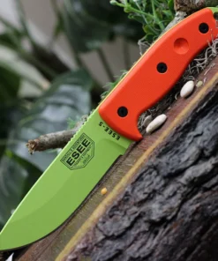ESEE-5 - 5.25" 1095 Venom Green Plain Edge Drop Point Blade, Orange G-10 Handle - ESEE-5P-VG