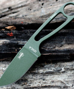 Izula Survival Kit - 2.63" 1095 OD Green Plain Edge Drop Point Blade, OD Green Skeletonized Handle - IZULA-OD-KIT