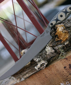TOPS Knives Filet Knife FIL-01, 8" 154CM Tumble Finish Filet Knife, Tan & Black SureTouch G-10 Handle