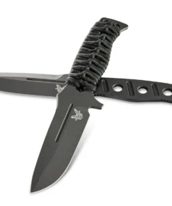 Benchmade Fixed Adamas - 4.20" CPM-CruWear Black Cerakote Plain Blade, Skeletonized Handle with Black Paracord - 375BK-02