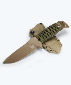 Benchmade Fixed Adamas OD Green Paracord - 4.2" MagnaCut Flat Dark Earth Cerakote Plain Edge Drop-Point Blade, Skeletonized Handle - 375FE-02