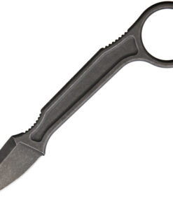 Bastinelli Creations SPADE Neck Knife  BAS223, 1.75" N690Co Dark Stonewashed Plain Drop Point Fixed Blade, Kydex Sheath