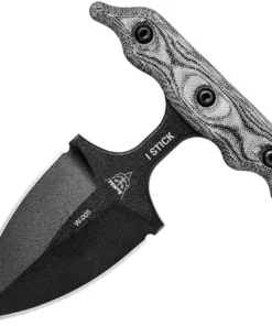 TOPS I-Stick Push Dagger ISTK-01, 3.50" 1075 Carbon Steel, Black Canvas Micarta Handle