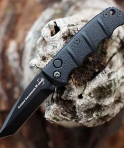 Boker Plus Kalashnikov Mini Automatic - 2.52" D2 Black Tanto Plain Blade, Black Aluminum Handle - 01KALS97