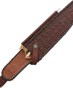 Down Under Mark II Outback Sheath, Crocodile Pattern Hand-Braided Leather