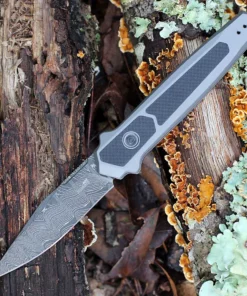 Kershaw Launch 17 Auto - 3.5" Damascus Clip Point Blade, Gray Aluminum & Black G-10 Inlays Handle USA Made - 7951DAM