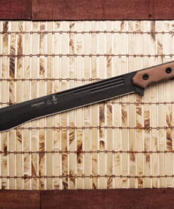 TOPS KAGE-01 Cuma Kage 15.50" 1095 Black Traction Coating, Tan Canvas/Black Micarta Handles