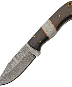 Damascus Knives Hunter - Brown Wood (4" Damascus) DM1383