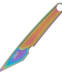 CRKT HangTi (7065P) - 1.06" Titanium Iridescent TiN Plain Kiridashi Fixed Blade with Kydex Sheath CR7065P