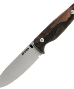 Akeron Ekinox V3 Fixed Blade Ziricote  AKN005Z, 4.5" Stonewash N690 Blade, Ziricote Wood Handle