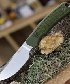 Kershaw Deschutes Skinner Fixed Blade Hunting Knife - 3.9" D2 Stonewashed Drop Point Blade OD Green Rubberized Grip 1883