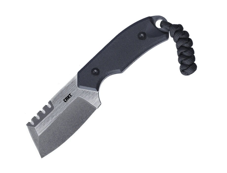 CRKT Razel Compact (4036) - 2.32" D2 Two-Tone Chisel Plain Blade with Veff Flat Top Serrations Black G-10 Handle CR4036