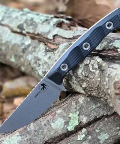Microtech Akris 95-10BK-1 - 3.70" Bohler M390MK Stonewash Drop Point Blade, Black G-10 Handle