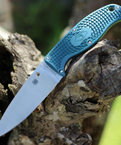 Spyderco Enuff 2 Fixed Blade - 3.93" K390 Microclean Satin Plain Blade Blue FRN FB31PBL2K390