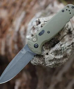 Benchmade CLA Auto - 3.40" CPM-MagnaCut Black DLC Plain Blade, OD Green G-10 Handle - 4300BK-02