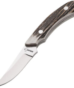 Boker Plus Stag Cross Draw - 2.83" 440C Satin Upswept Blade Authentic Stag Handle Fixed Blade 02BO515