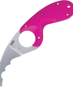 CRKT Bear Claw Rescue (2511F) - 2.39" AUS-8 Satin Blunt Tip Hawkbill Blade with Veff Serrations Pink Glass-Reinforced Nylon Handle CR2511F