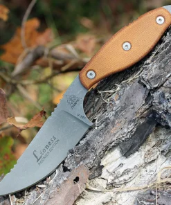 TOPS Knives Lioness Rockies - Tan Canvas Micarta (4.13" 1095) TPLIONTBF
