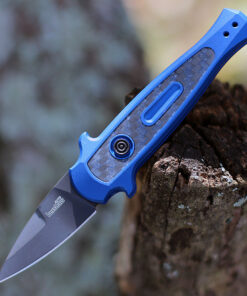 Kershaw Launch 12 CA-Legal Mini Stiletto Automatic 7130BLUBLK — 1.9" CPM-154 Black Blade, Blue Aluminum Carbon Fiber Inlay Handle