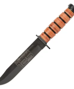 KA-BAR 125th Annv Dog - 7" 1095 Cro-Van Clip Pt, Stacked Leather (KA9228)