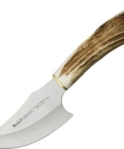 Muela Sabueso Stag Skinner - 4.25" 440C Stainless Steel Satin Trailing Point Blade Crown Stag Handle CISABUESO