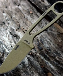 Izula - 2.63" 1095 Dark Earth Plain Edge Drop Point Blade, Dark Earth Skeletonized Handle - IZULA-DE