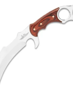 Hibben Bloodwood Karambit with Sheath, 5.38" 5Cr15MoV  Blade, Wood Handle