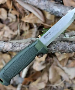 Morakniv Amberg (S) - 4.29" 12C27 Stainless Steel Satin Scandi Plain Edge Blade, Military Green TPE Handle - 14549