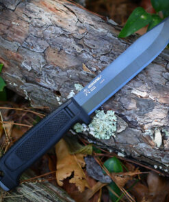 Morakniv Mörkret Black Blade (C) - 6.0" 100Cr6 Carbon Steel Black DLC Full-Tang Survival Knife, Power Touch Grip - 14701