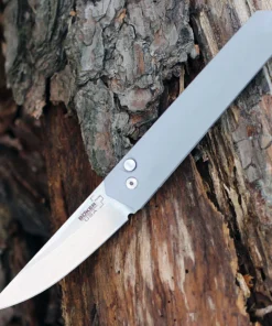 Boker Plus Kwaiken Automatic (06EX290) - 3.5" 154CM Two-Tone Stonewashed Plain Straight Back Blade Gray Aluminum Handle Made in USA 06EX290