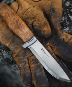 Helle GT Fixed Blade - Curly Birch, Leather (5" 14C28N Polished) Blk Leather Sheath