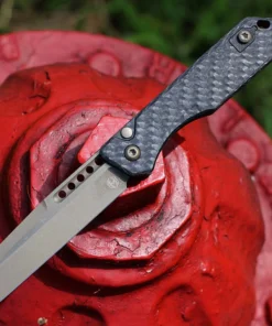 Heretic Knives Jinn Auto - 3.00" CPM MagnaCut Bronze Wharncliffe Plain Blade, Carbon Fiber Handle - H113-7A-CF