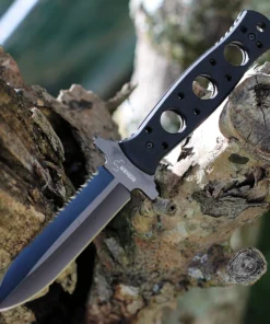 Boker Plus Steel-Mariner Fixed Blade - 3.94" 440C Black Partially Serrated Double-Edge Dagger Black G-10 Handle 02BO285