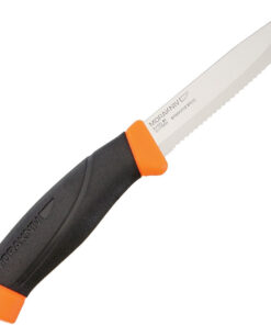 Mora Knives Orange Companion F Fixed, Serrated SS Blade, Rubber Handle