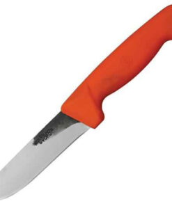 Svord SVKGO Kiwi General Outdoors, 4.75" SS Plain Blade, Orange Poly Handle, Black Leather Sheath