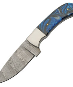 Damascus Knives Sky Blue Hunter - Blue / Black Resin (4" Damascus) DM1380