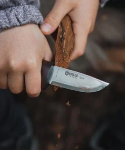 Helle Spire Fixed Blade - Birch Wood (2.5" Sandvik 12C27 Blunt Tip) Leather Sheath