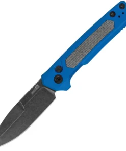 Kershaw Launch 22 Auto - 3.45" CPM MagnaCut Blackwashed Blade, Blue Anodized Aluminum & Green Micarta Handle USA Made
