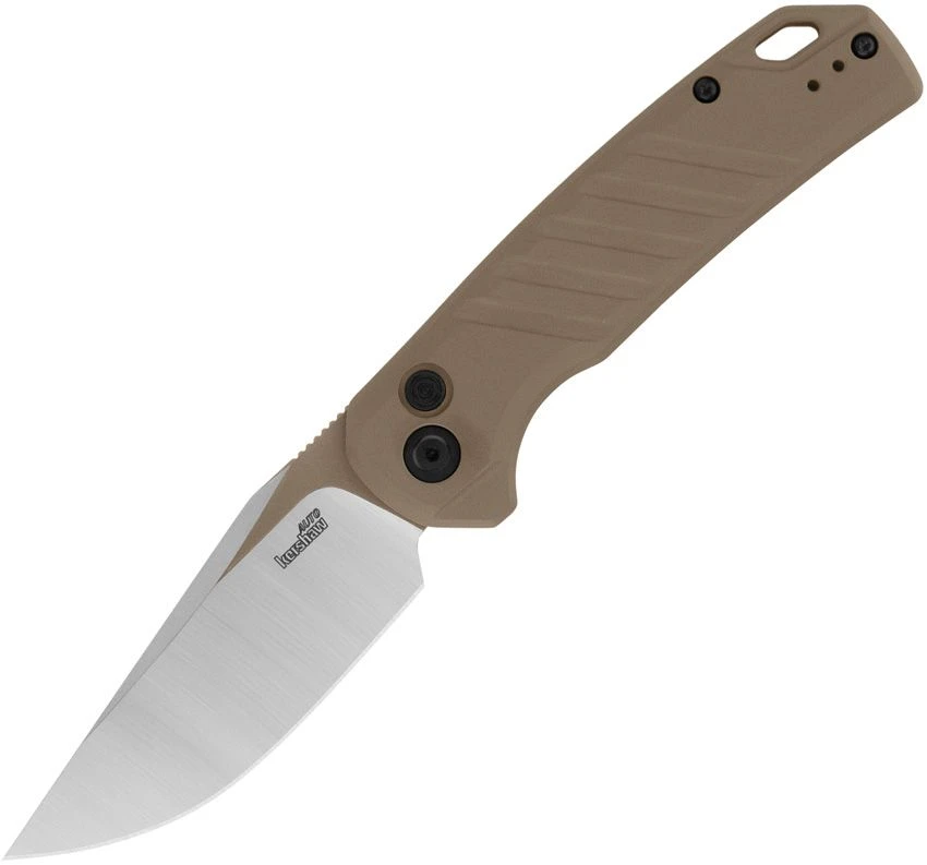 Kershaw Launch 23 Auto - 3.3" CPM-154 Two-Tone Trailing Point Blade, FDE Anodized Machined Aluminum Handle USA Made - 7305