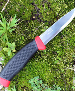Mora Clipper 840, 4" Carbon Steel Plain Blade, Black/Red Rubber Handle