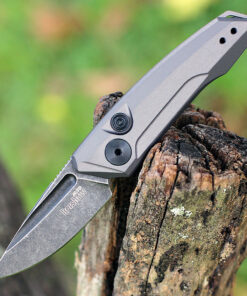 Kershaw Launch 9 CA-Legal Auto - 1.8" CPM-154 Blackwash Drop Point Blade, Gray Anodized Aluminum Handle USA Made - 7250GRYBW