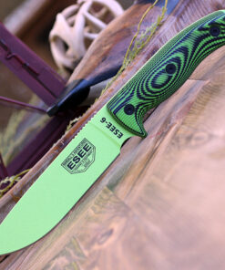 ESEE-6 3D Handle - 6.50" 1095 Venom Green Plain Edge Drop Point Blade, Neon Green and Black 3D G-10 Handle - 6PVG-007