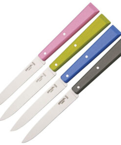 4 Piece Table Knives- Multi Colored Wood (4.50" Satin Sandvik 12C27) OP01533