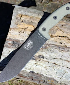 Junglas II - 8.38" 1095 Black Plain Edge Drop Point Blade, Tan Micarta Handle - JUNGLAS-II-E
