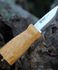 Helle Nying, 2.75 in. Triple Laminated Stainless Steel Blade, Curly Birch Handle